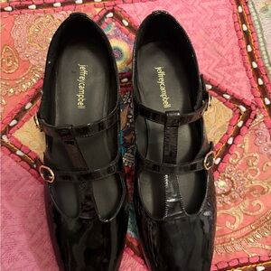 Jeffrey Campbell Black Patent Leather Mary Jane Flats